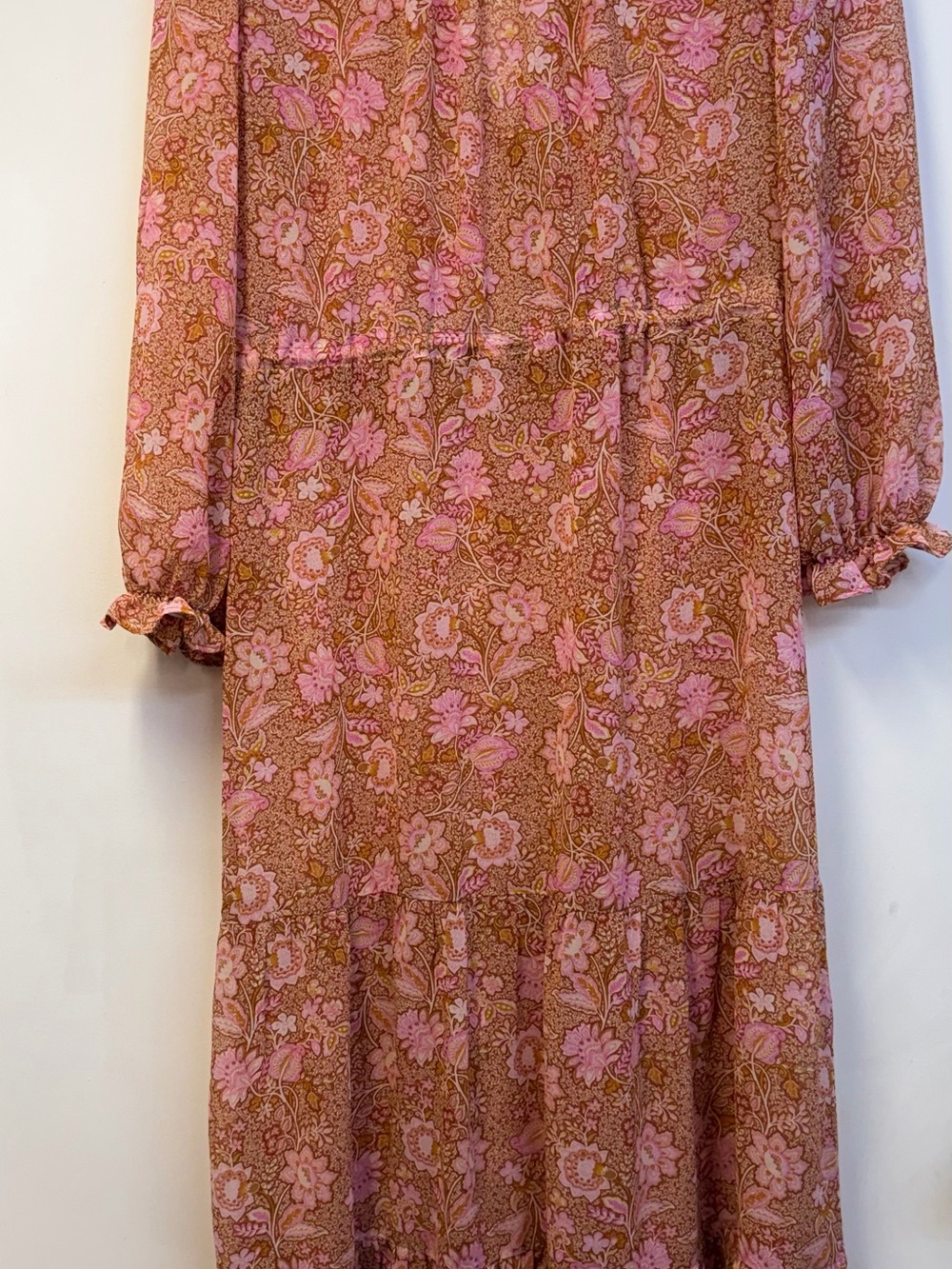 Mango Pink Floral Tiered Maxi Dress SIZE 4 - Picture 10 of 12